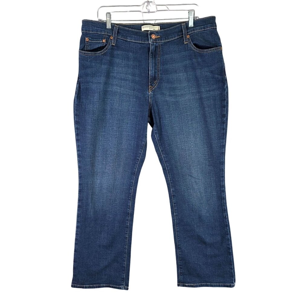 Womens Levis 550 Relaxed Boot Cut Denim Blue Jeans Dark Wash Stretch 16 Short